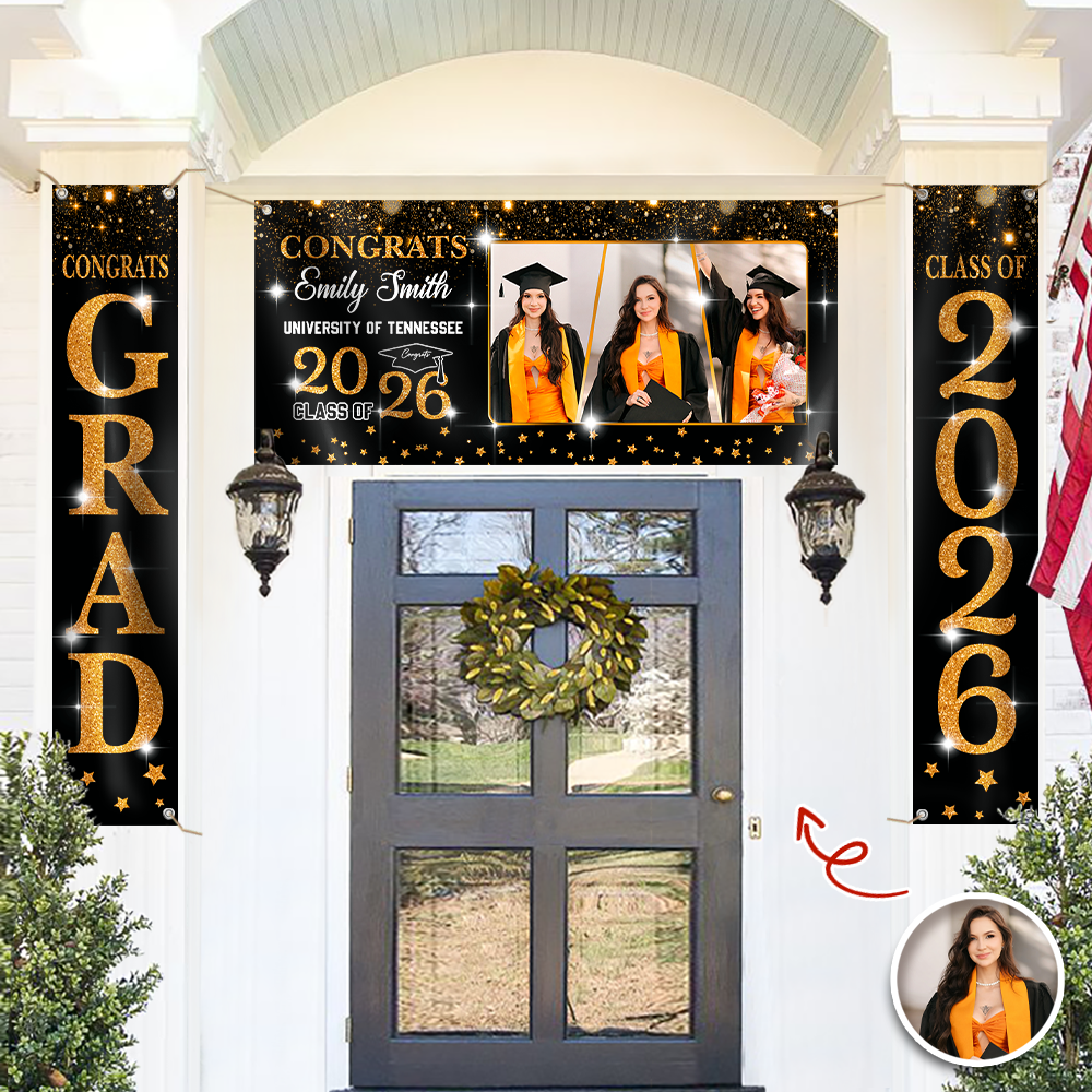 Personalized Congrats Graduation Class Of 2026 Banner Combo 3 Pieces, Senior Gift LM32 899373