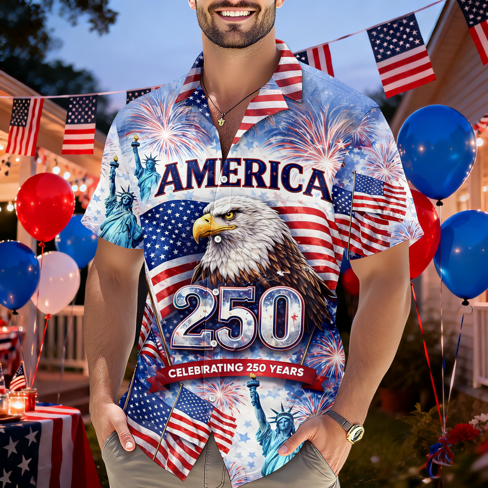 Celebrating 250th Anniversary United States Hawaiian Shirt 4th of July Gift CH07 910406