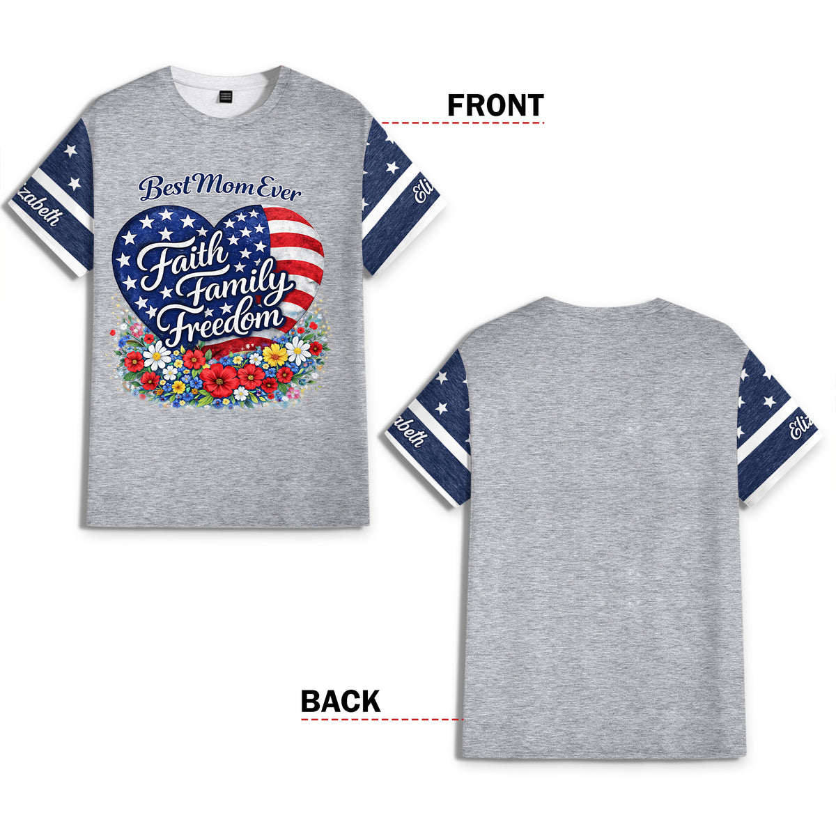 Personalized Best Mom Ever Faith Family Freedom AOP Shirt HO82 902130