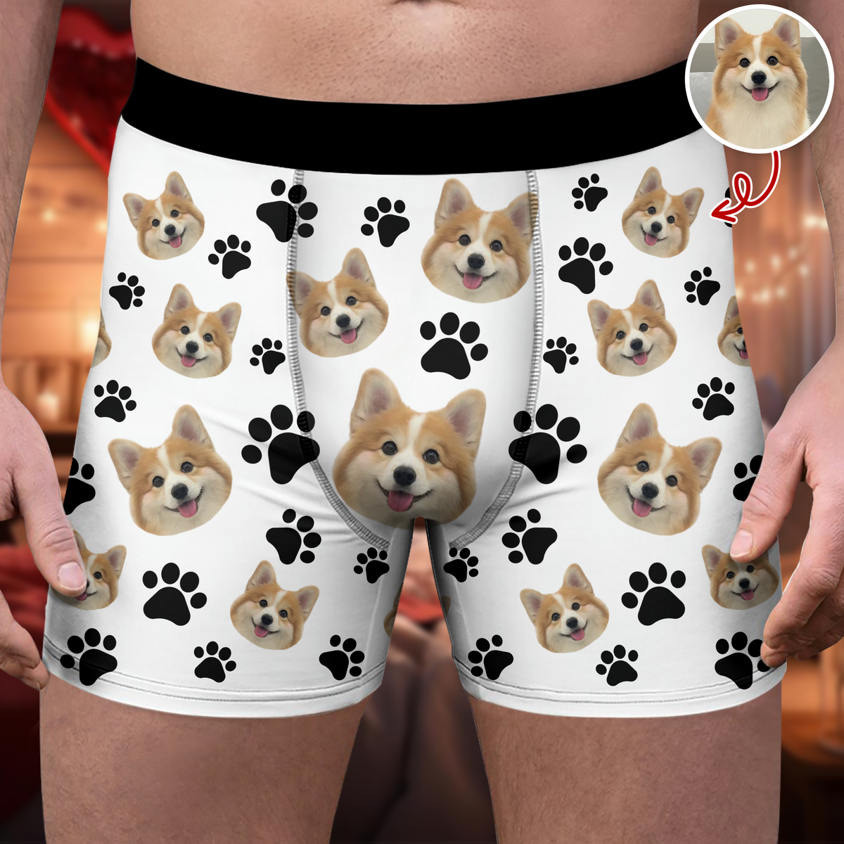 Custom Photo Dog Pet Face Men's Boxer HA75 898934