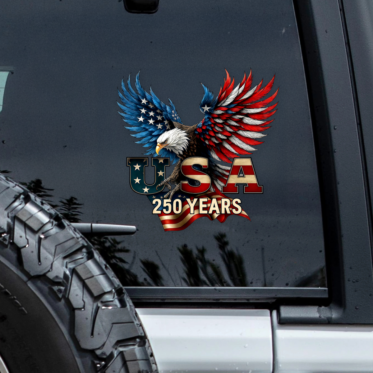 Patriotic Bald Eagle USA 250 Years Car Window Decal Sticker HA75 898976