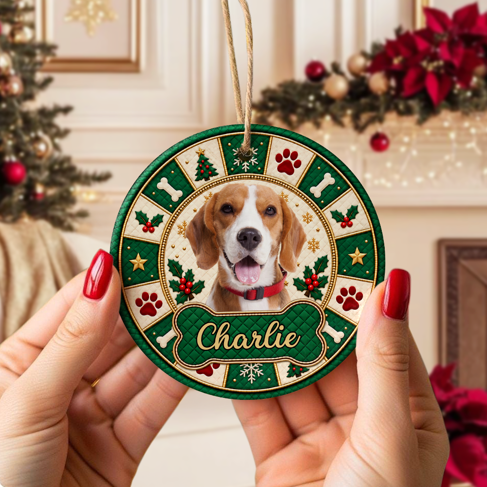 Personalized Pet Photo Christmas Ceramic Ornament, Custom Christmas Tree Decoration Gift For Pet Lovers HO82 904146