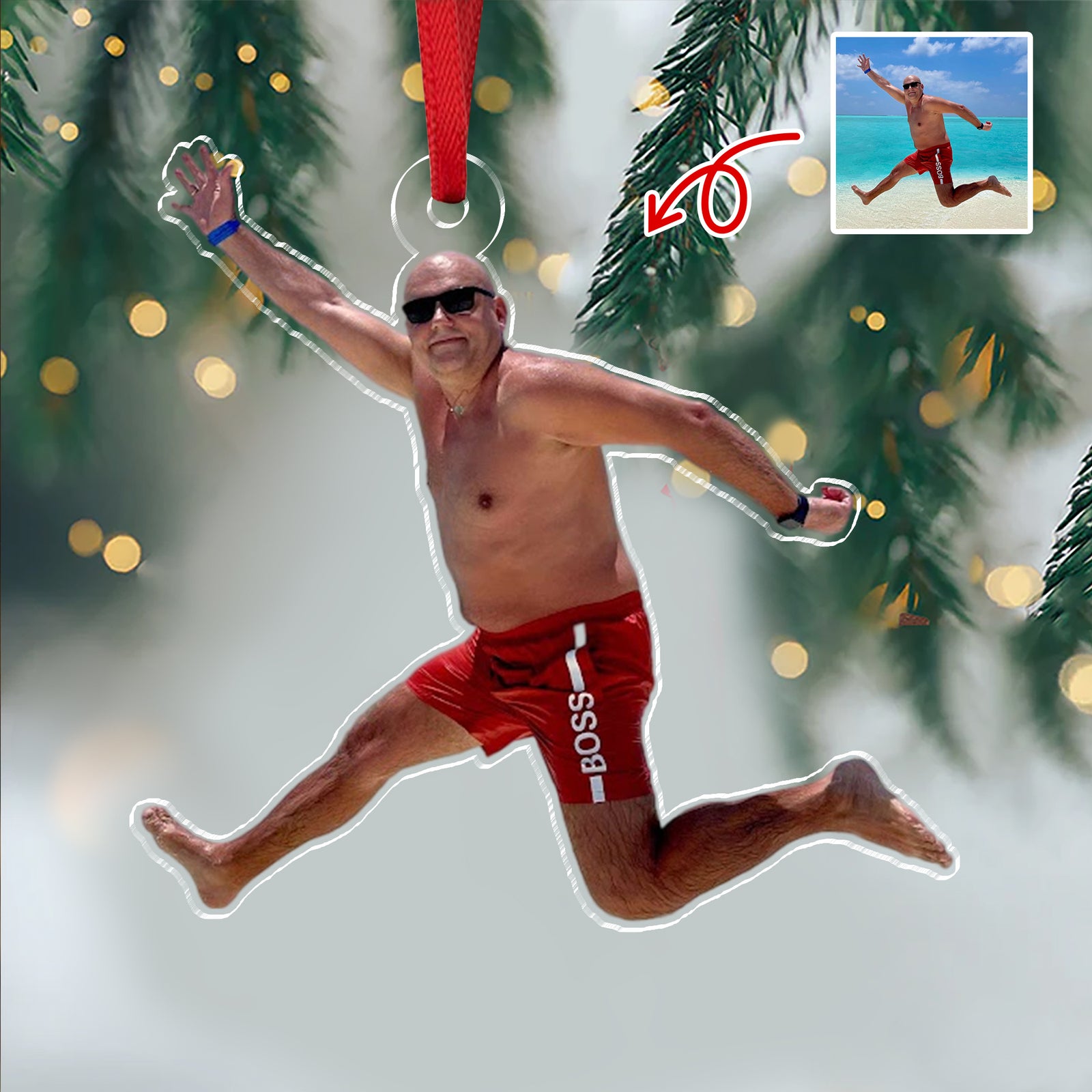 Custom Funny Photo Christmas Acrylic Ornament Christmas Gift HA75 897828