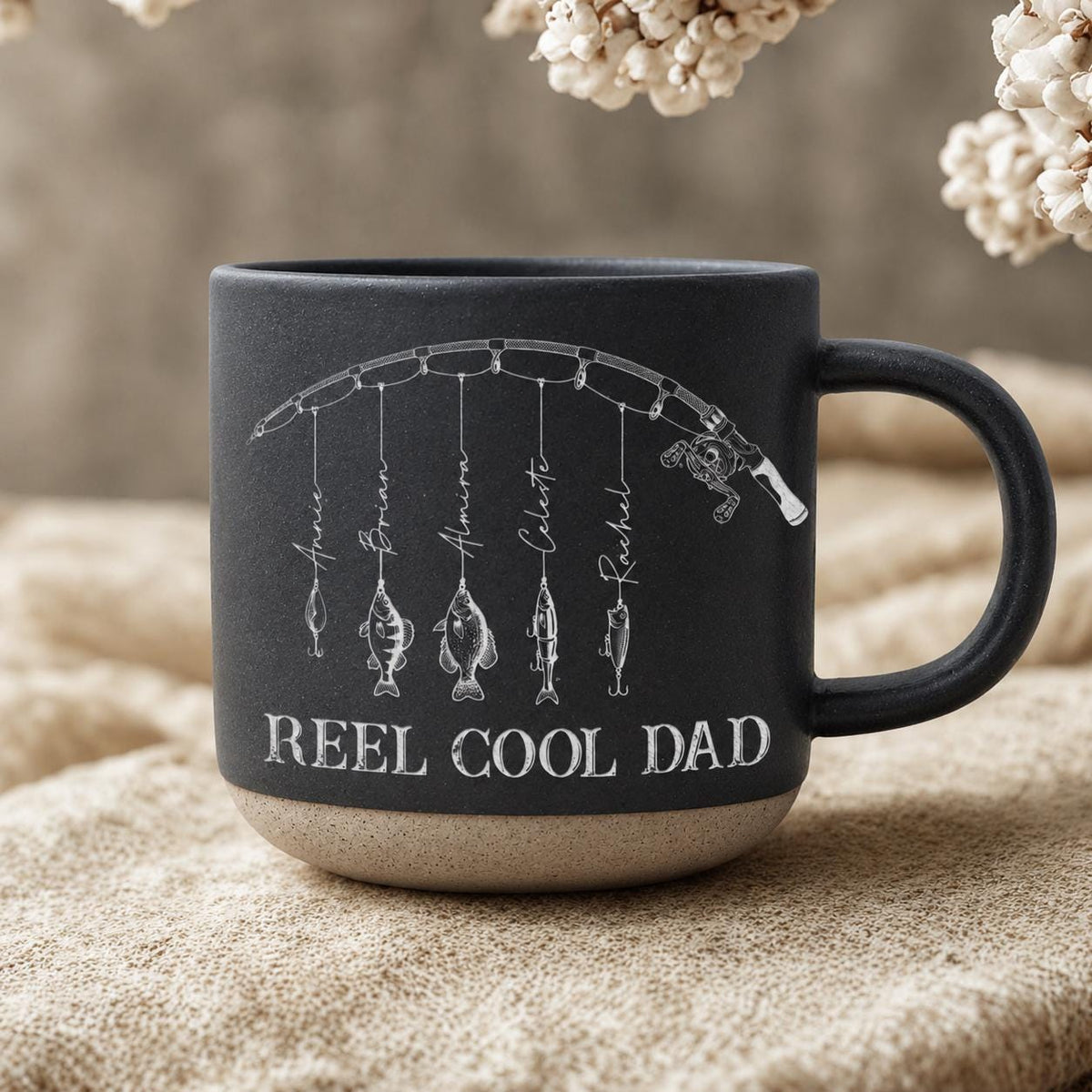 Personalized Name Reel Cool Dad Fishing Pottery Mug, Fishing Lover Gift LM32 669245