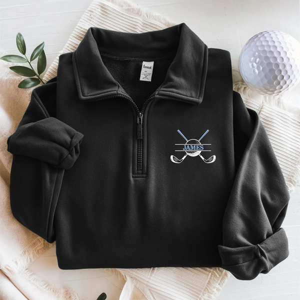 Personalized Golf Club Name Embroidered Golf Quarter Zip Sweater
