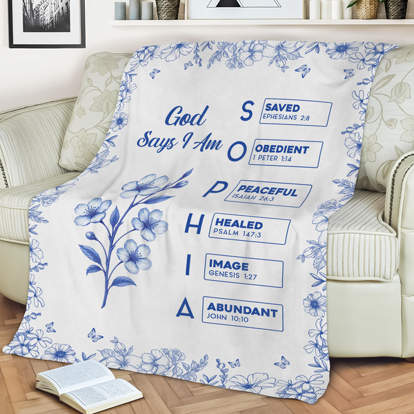 God Says I Am Name Letter In Bible Toile De Jouy Style - Personalized ...