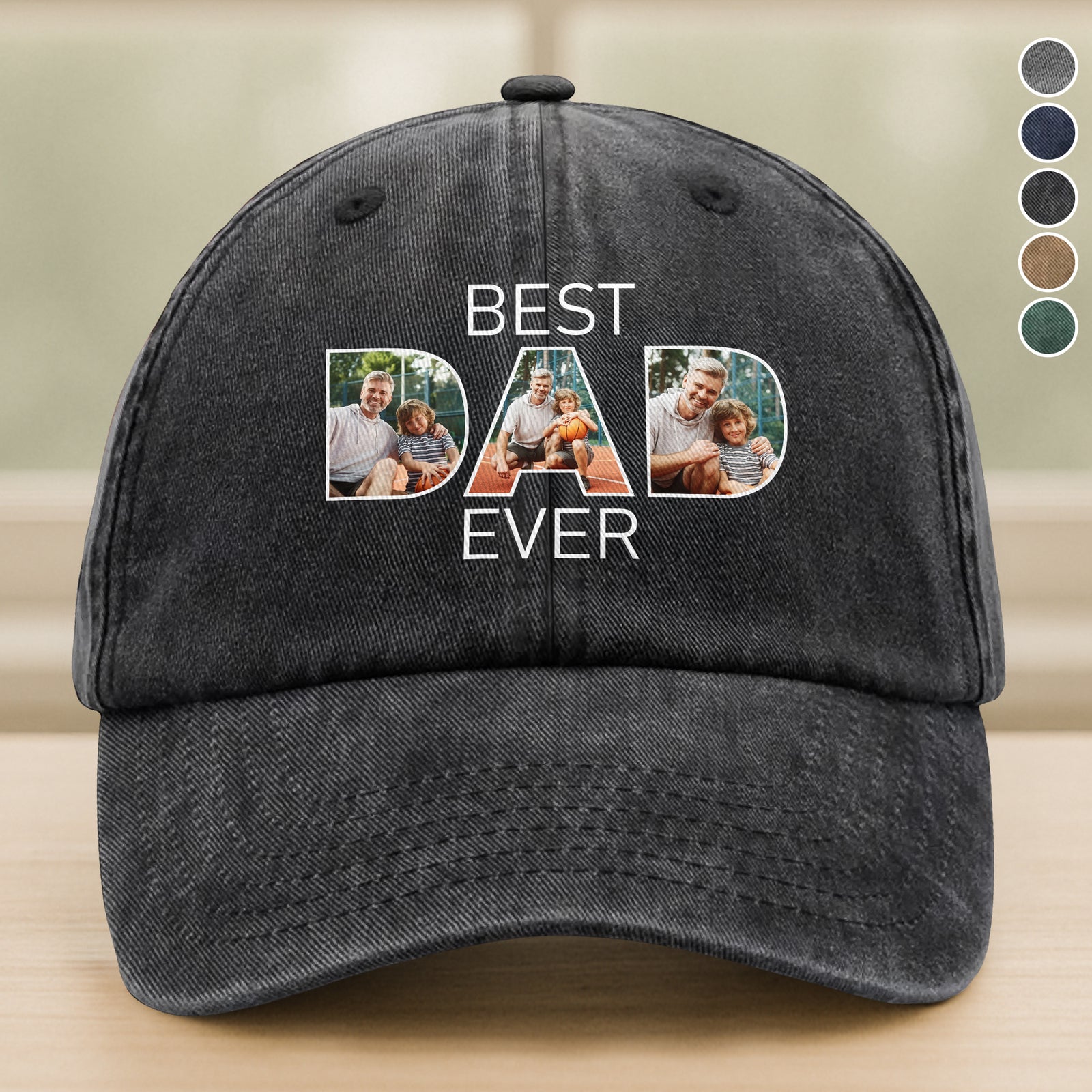 Custom Photo Best Dad Ever Washed Baseball Denim Cap TH10 894423