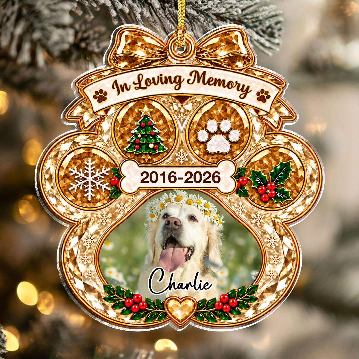 Custom Dog Photo In Loving Memory Memorial Acrylic Ornament TH10 171465