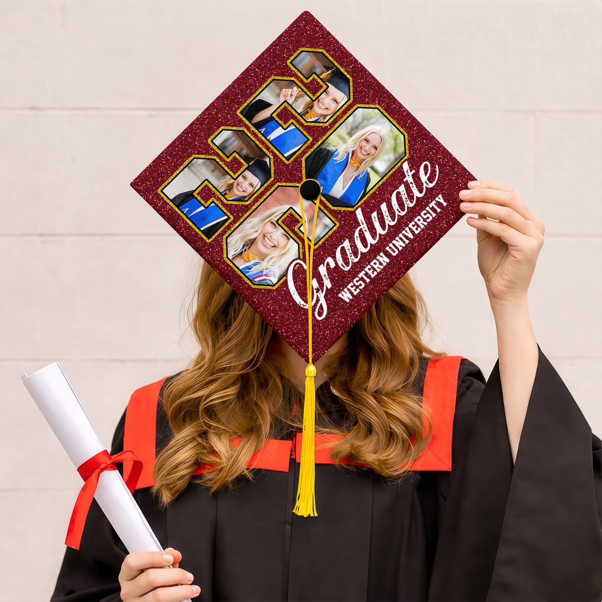 Custom Photo Graduate 2026 Glitter Graduation Cap TH10 169143