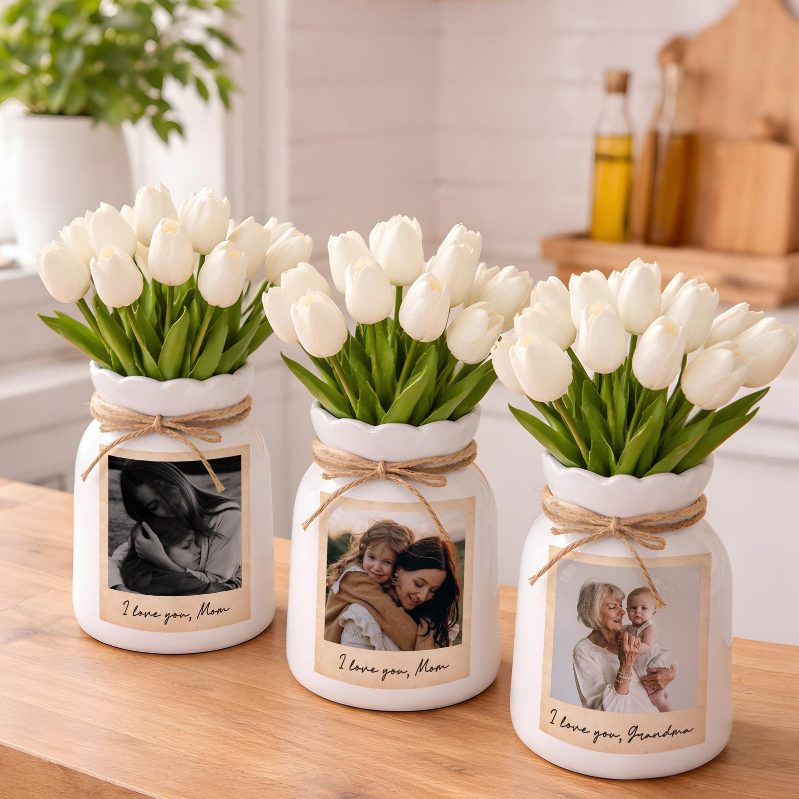 Custom Photo Vintage Retro 90s Gift for Mom Flower Ceramic Vase LM32 899723