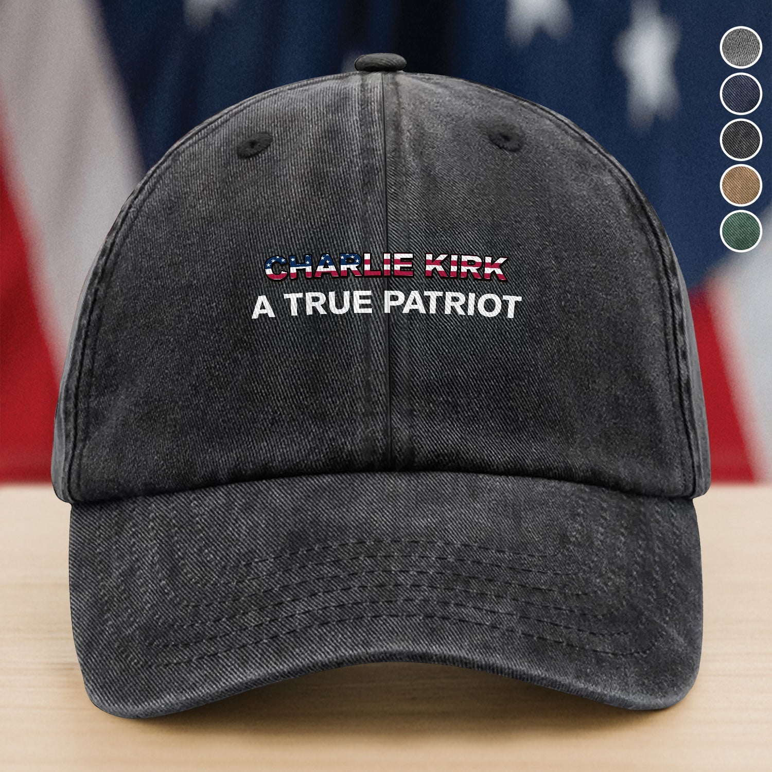 RIP American Charlie Kirk - A True Patriot Washed Denim Baseball Cap LM32 65567