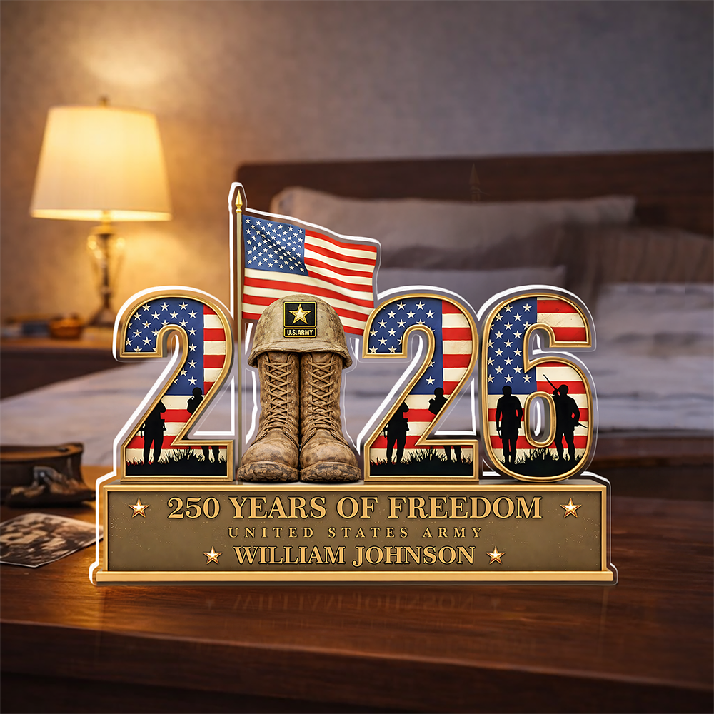 Personalized 250 Years Of Freedom 1776–2026 American Veteran Guardian Angel Acrylic Block Plaque - Veteran Gift, Patriotic Military Memorial Decor HO82 901894
