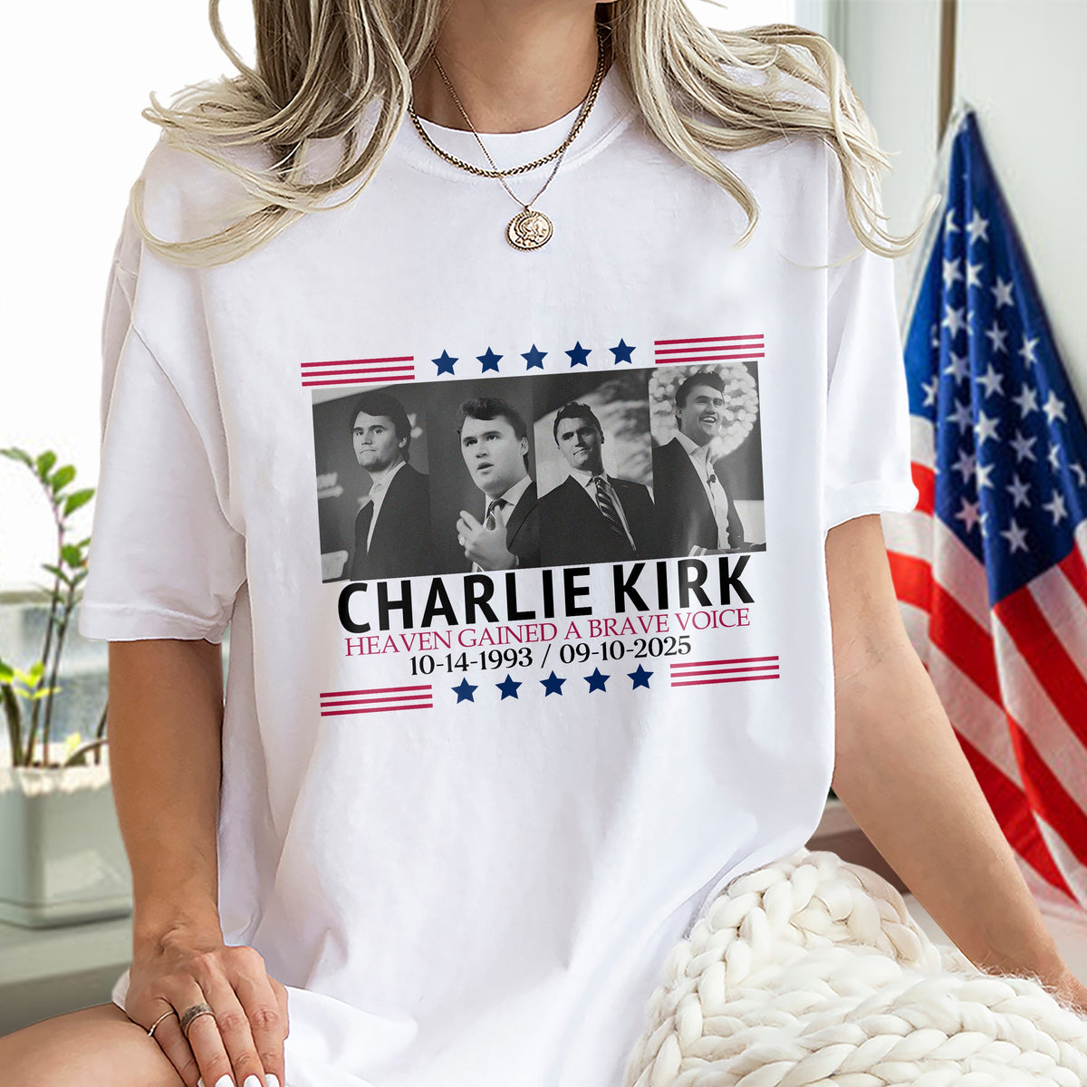 Pray For Charlie Kirk - Conservative Political Quote Bright Shirt LM32 65421