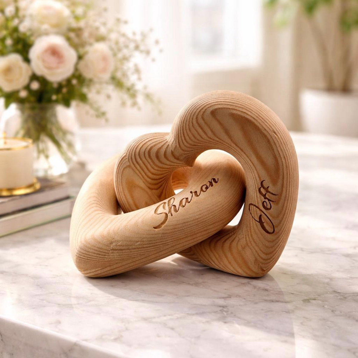 Personalized Names Infinity Heart Sculpture - Romantic Couple Keepsake, Anniversary Present for Him Her HO82 901356