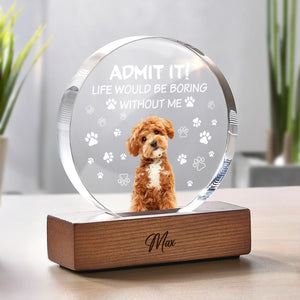 Custom Dog Cat Photo Life Would Be Boring Without Me Round Acrylic Frame Block HO82 894190