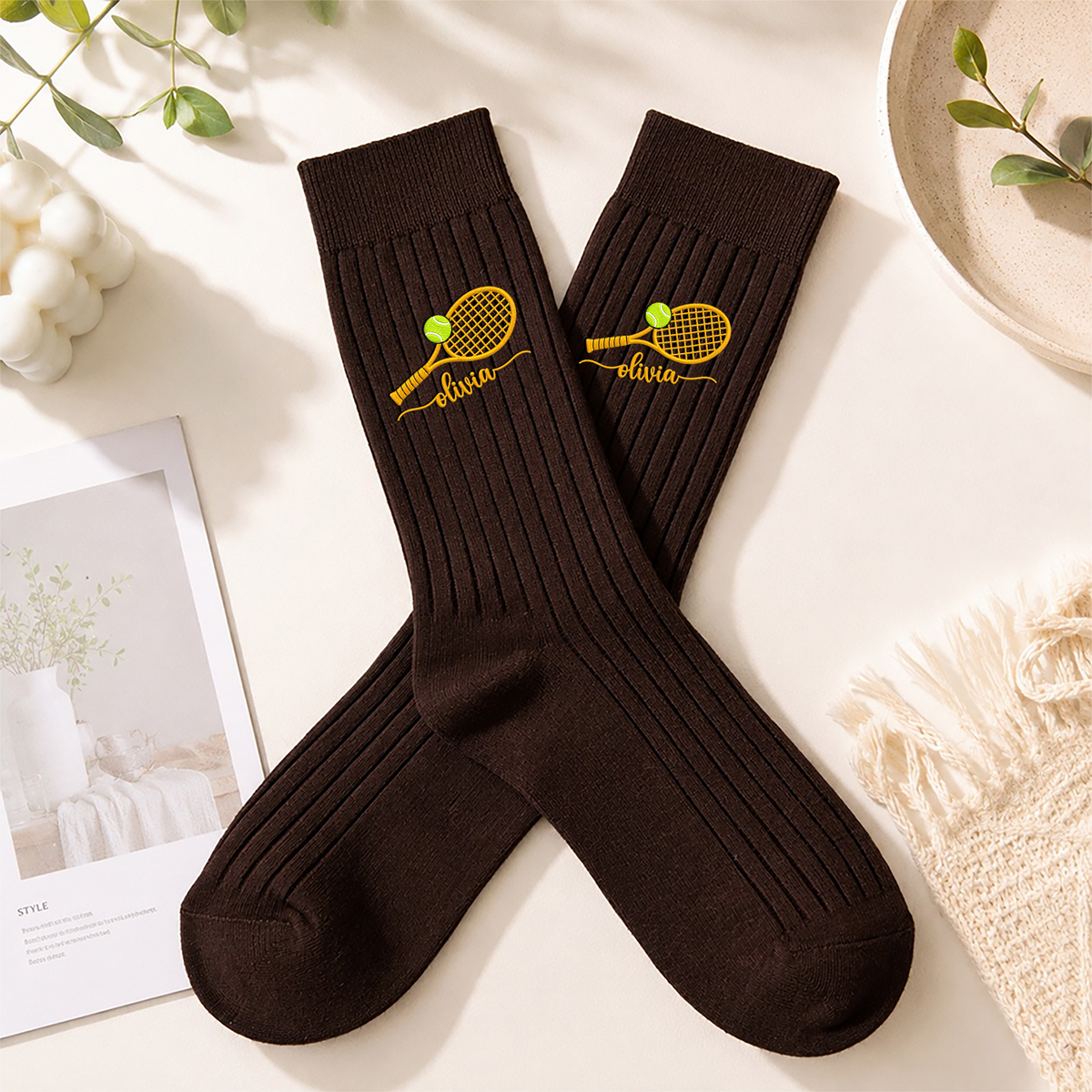 Personalized Name Tennis Embroidered Socks Tennis Player Gift HA75 919498