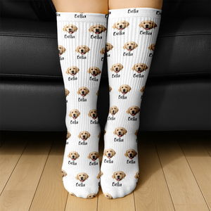 Custom Pet Portrait Socks – Personalized Dog/Cat/Person Photo & Name Gift TH10 896681