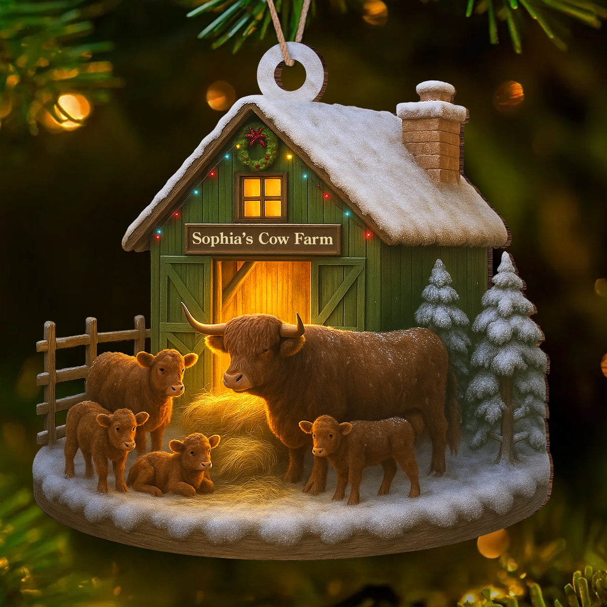 Custom Name Highland Cow Farm Wood Ornament – Christmas Gifts LM32 895619