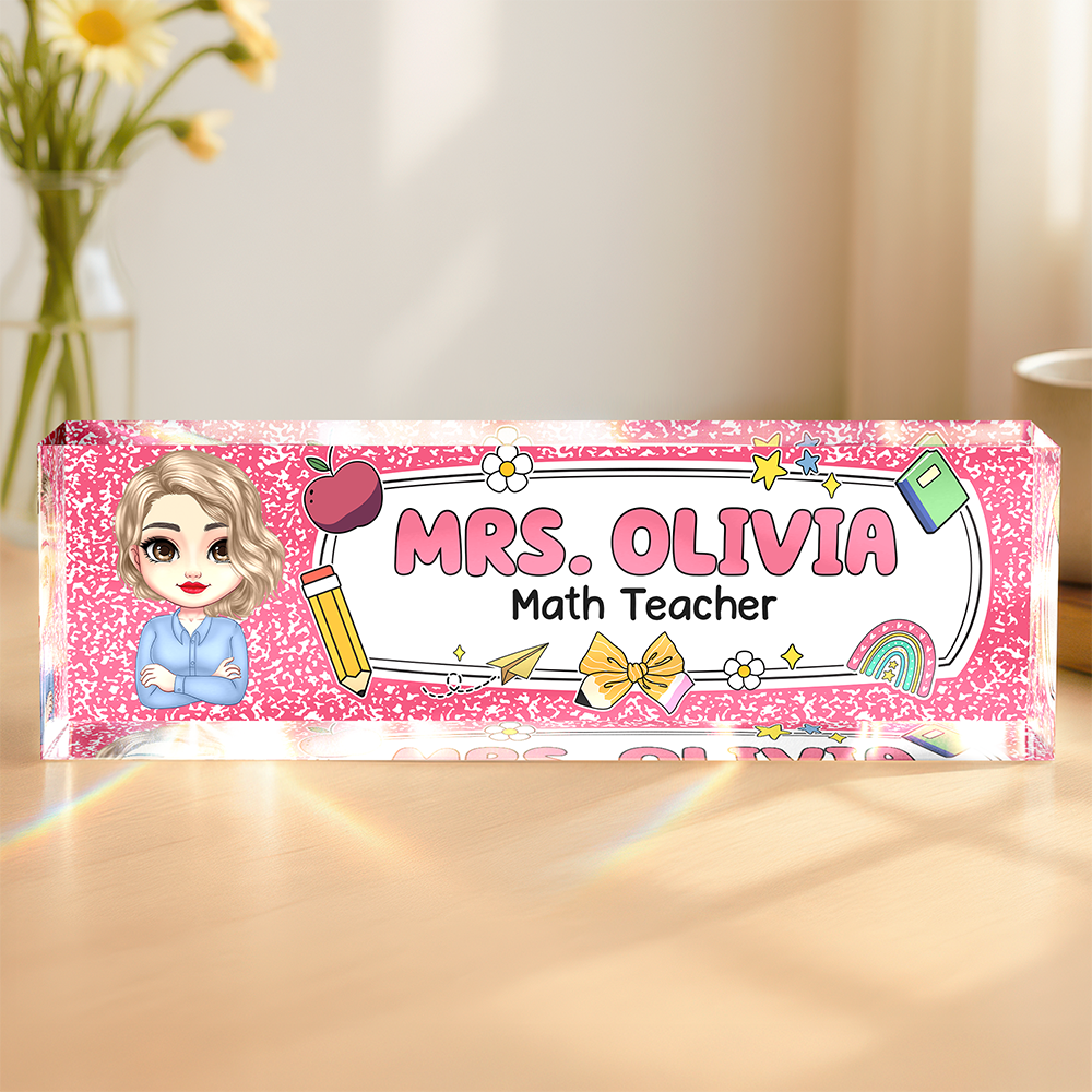 Personalized Teacher Acrylic Desk Name Plate Back To School Gift For Teacher CH07 896214
