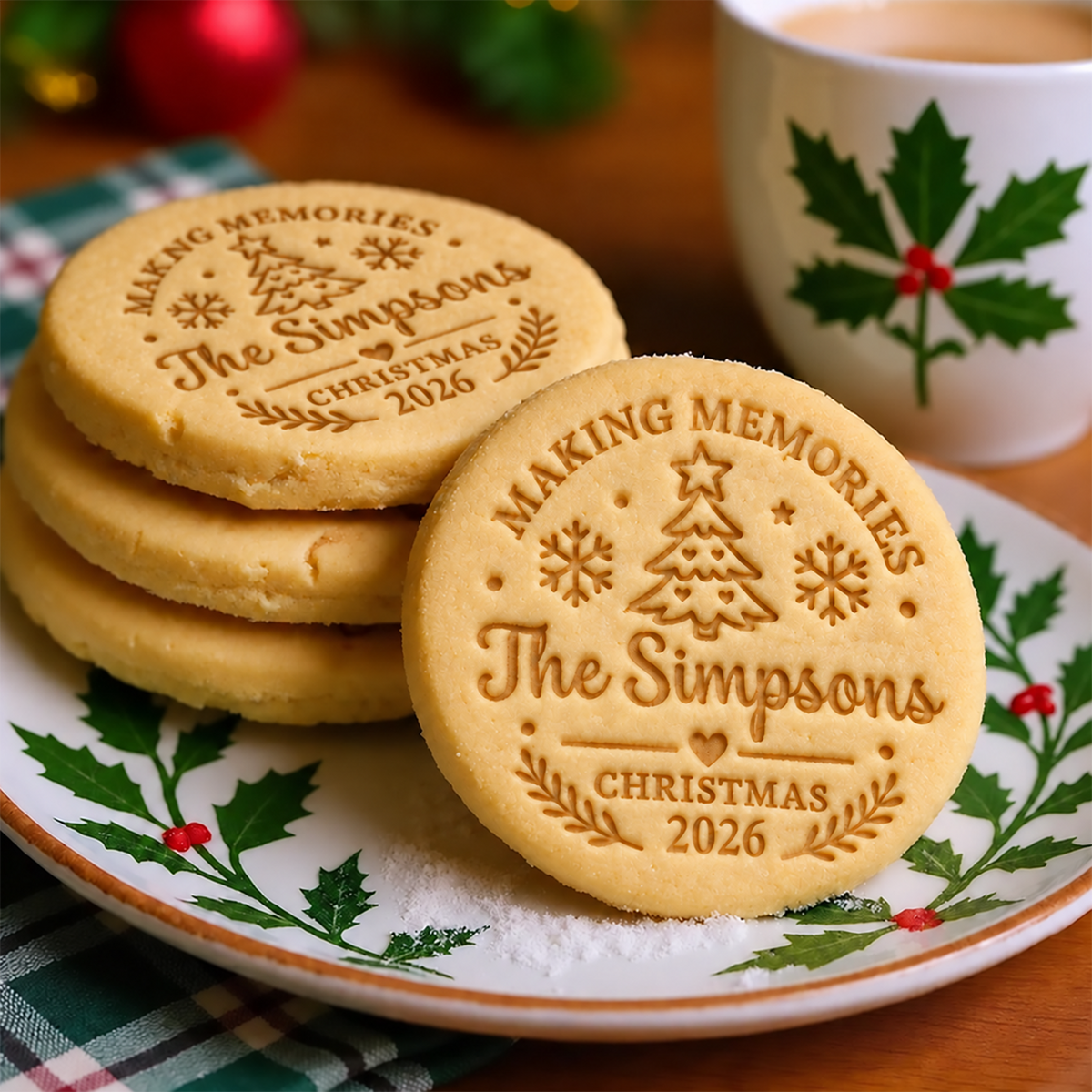 Personalized Family Name Making Memories Christmas Cookie Stamp, Holiday Baker Gift HO82 904124