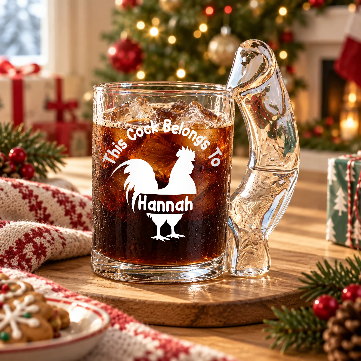 Custom Name This Cock Belongs To Naughty Glass Mug,Personalized Funny Couple Gift For Husband, Boyfriend CH07 180632