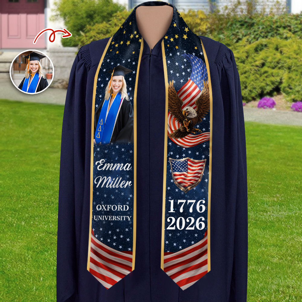 Custom Photo Eagle USA 250 Years 1776-2026 Graduation Stole TH10 898639