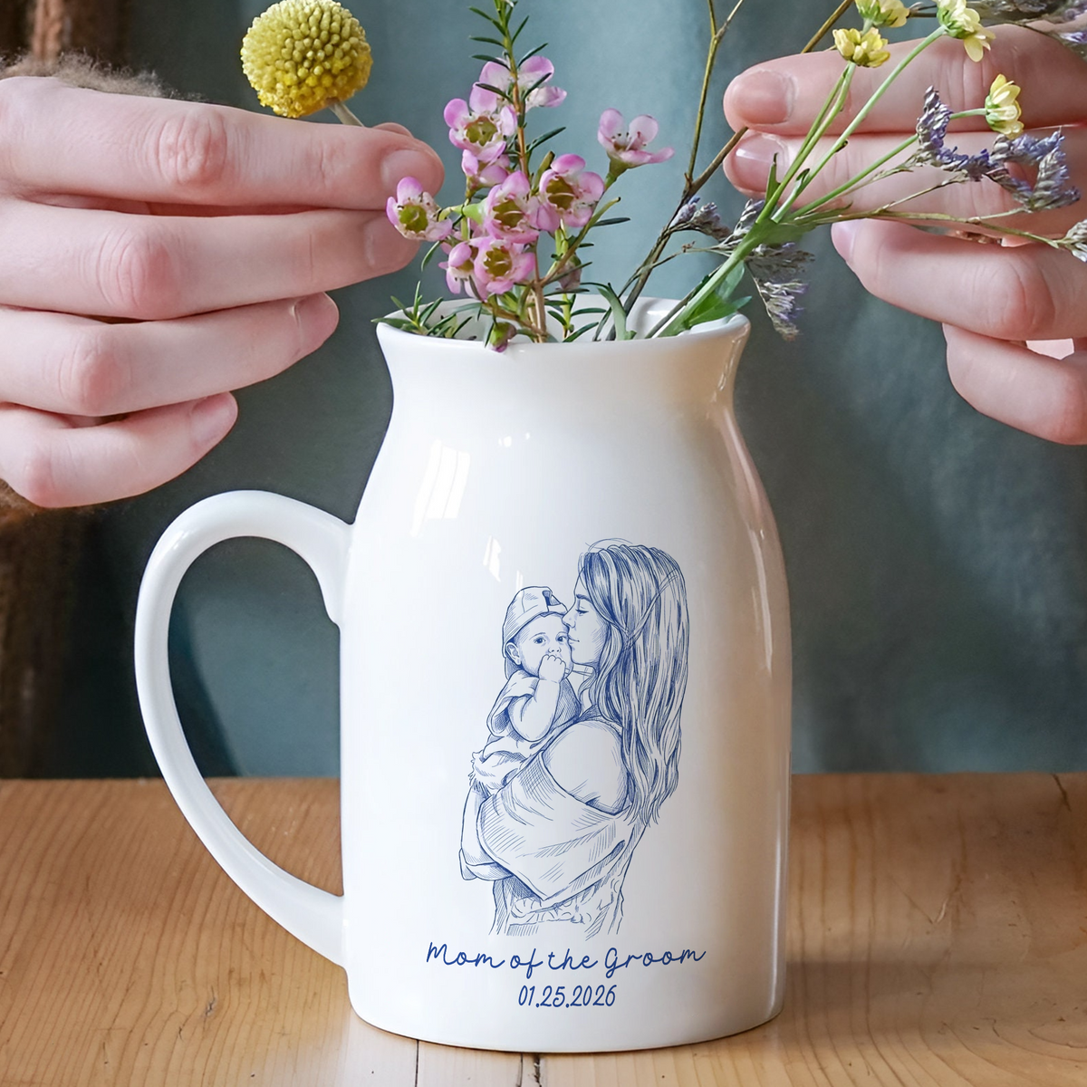 Custom Photo Mother of The Groom, Mother of the Bride Flower Vase - Gift For Mother's Day HO82 901832