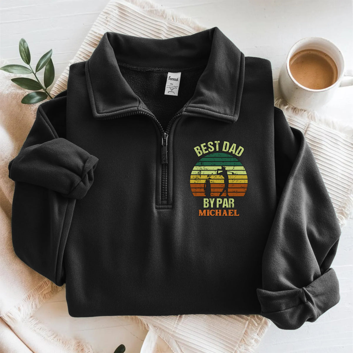 Custom Name Best Dad By Par Printed Quarter Zip Gift For Golf Lover TH10 898207