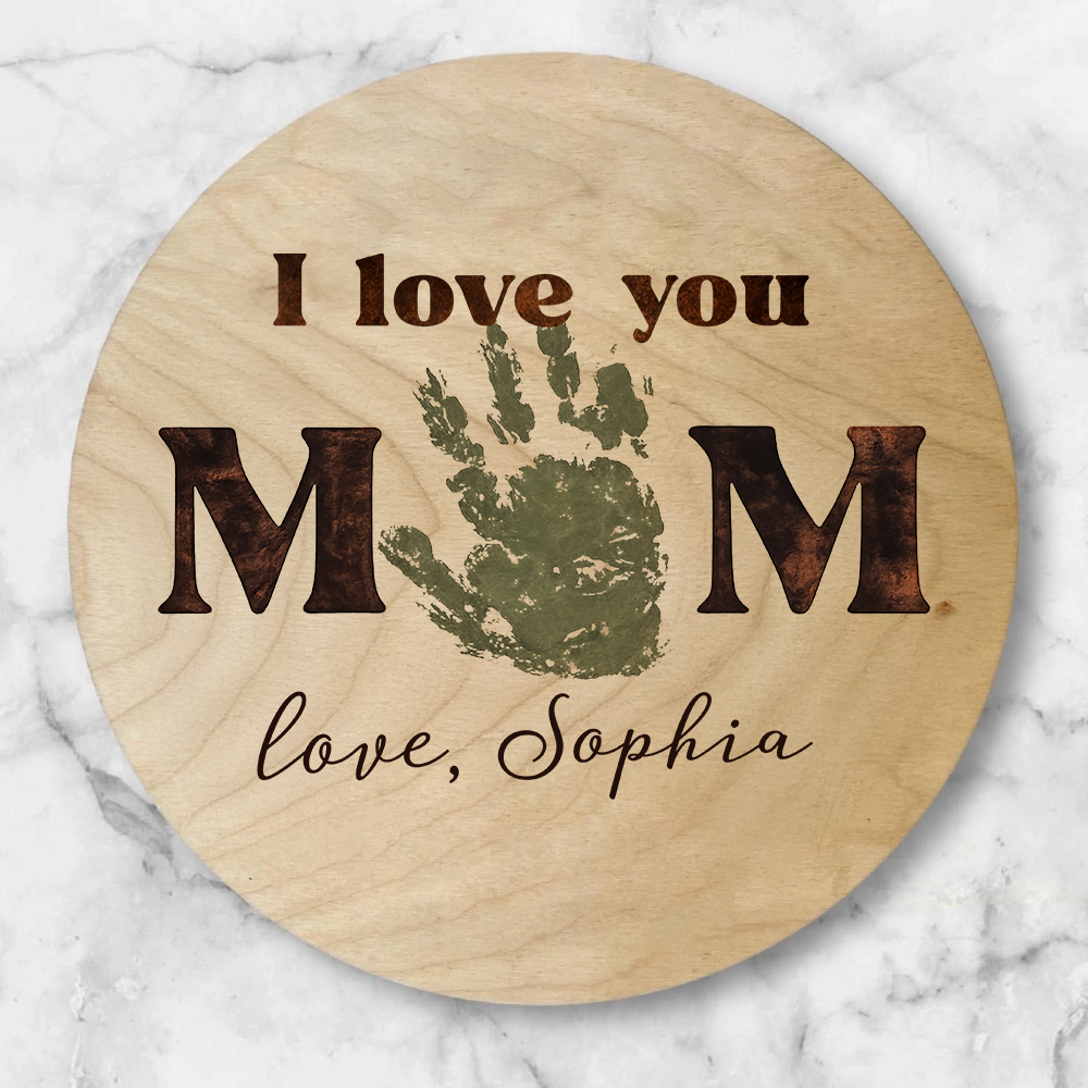 Personalized Dad, Mom Handprint Keepsake Gift 2-Layered Wooden Plaque TH10 898763