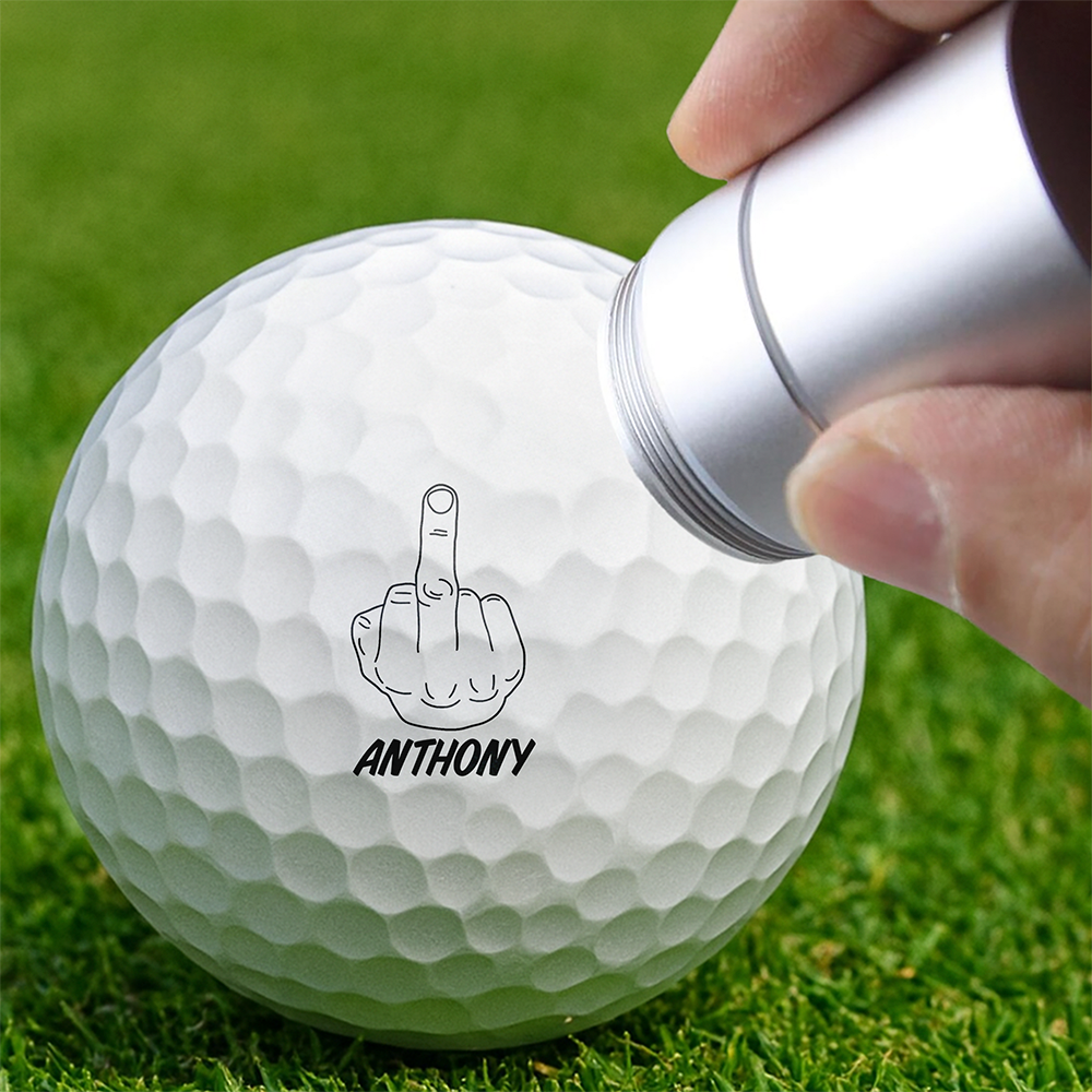 Custom Name Middle Finger Golf Ball Stamp Box, Meme Fun Gift LM32 897545
