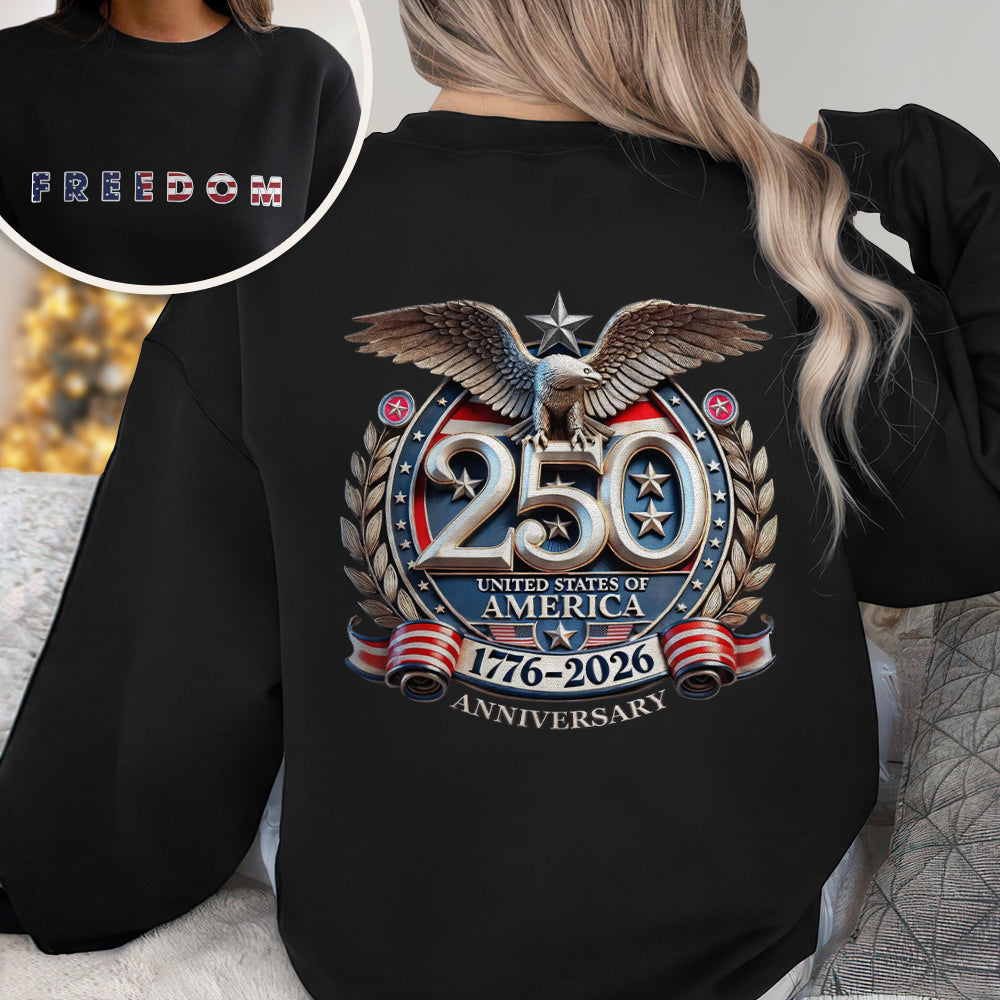 Freedom USA Eagles 250th Anniversary Semiquincentennial Back & Front Dark Shirt LM32 899191