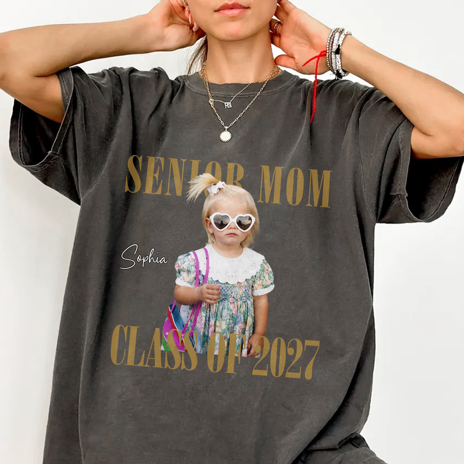 Custom Senior Dad Mom Photo Comfort Shirt Class of 2027 with Child Photo & Name, Graduation Mom Gift TH10 170557