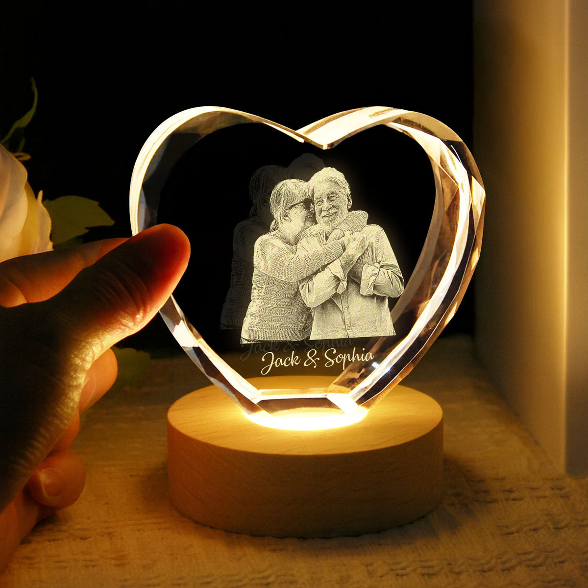 Custom Family Photo Engraved Crystal Photo With Light TH10 898179