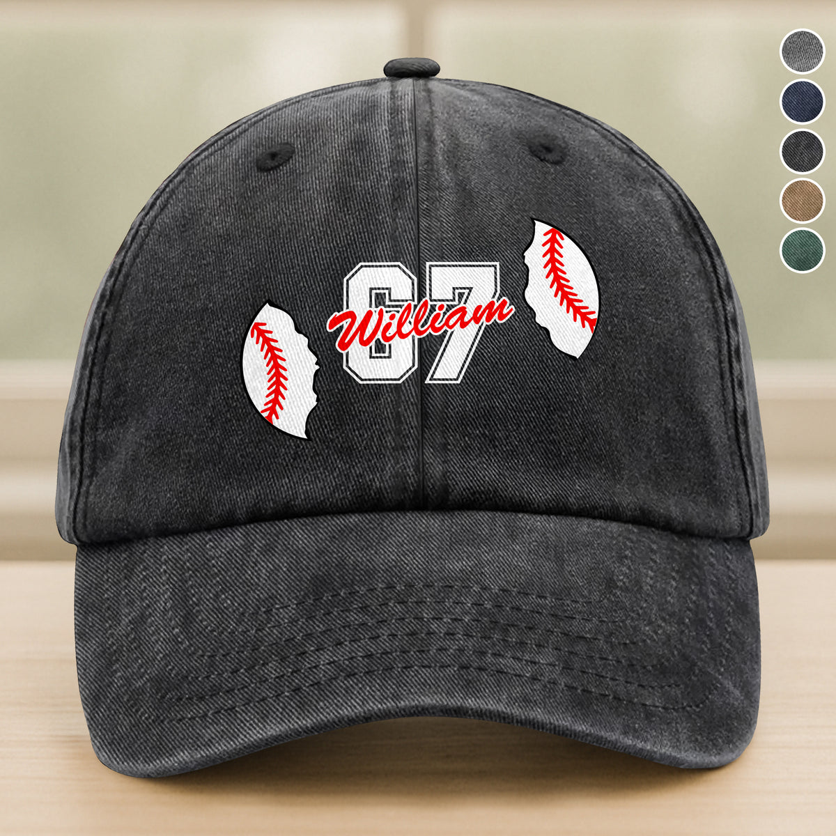 Personalised Cracked Ball Sports Classic Peak Washed Baseball Denim Cap LM32 893979