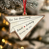Personalized Paper Airplane Anniversary Wooden Ornament, Christmas Keepsake Gift For Couples LM32 670061