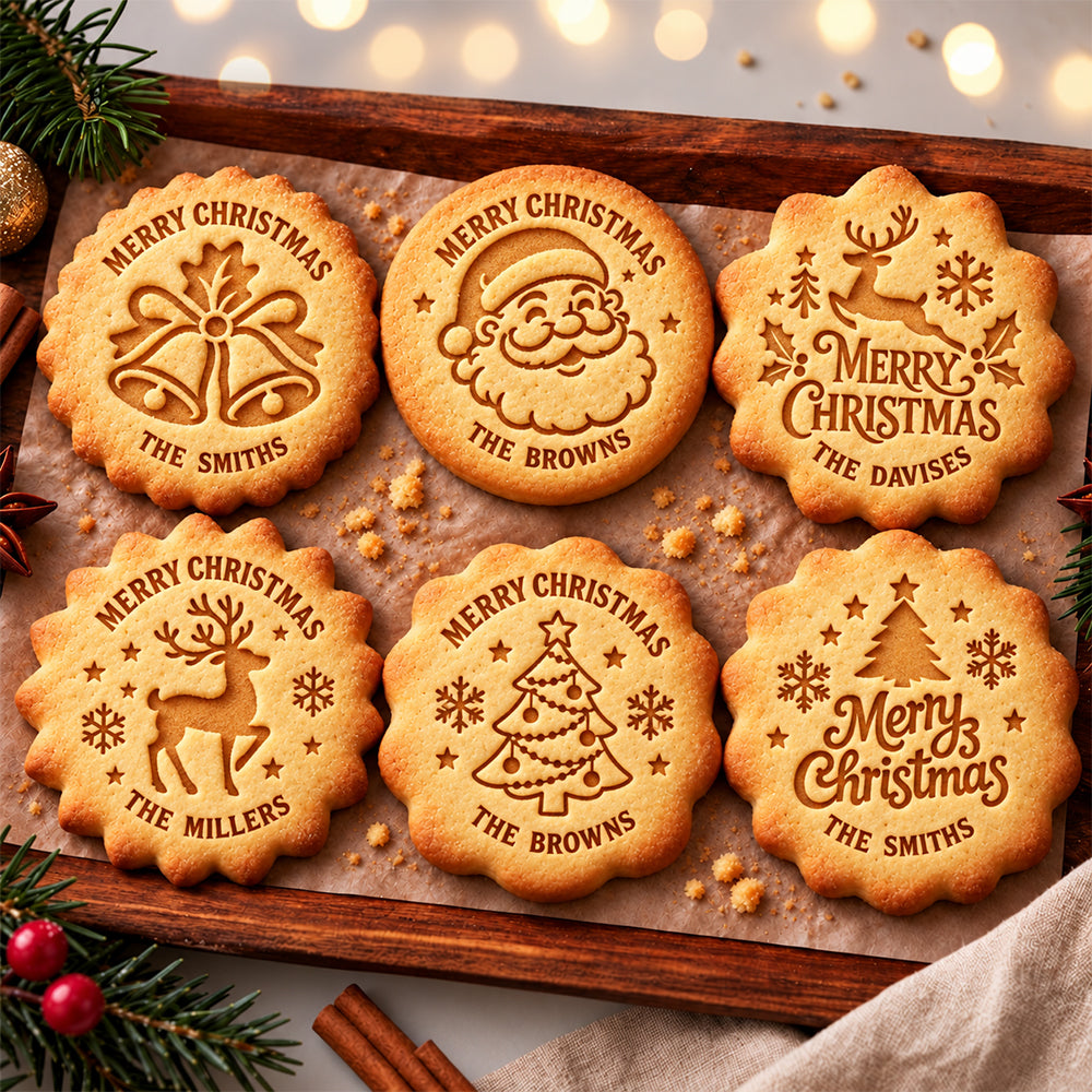 Custom Family Name Merry Christmas Cookie Stamp Gift for Bakers HA75 919626