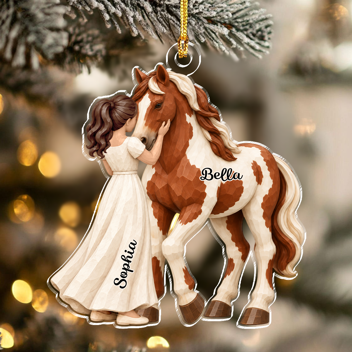 Personalized Girl and Horse Christmas Acrylic Ornament 2D Flat Equestrian Christmas Keepsake Gift CH07 180824