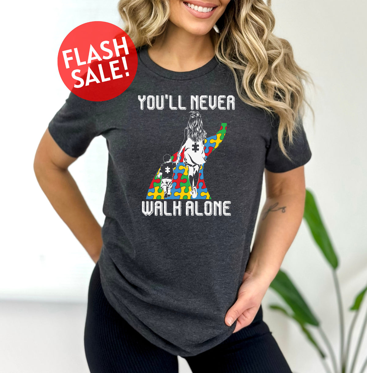 You'll Never Walk Alone Autism Awareness Puzzle Dark Shirt - Autism Mom, Autism Dad LM32 899387