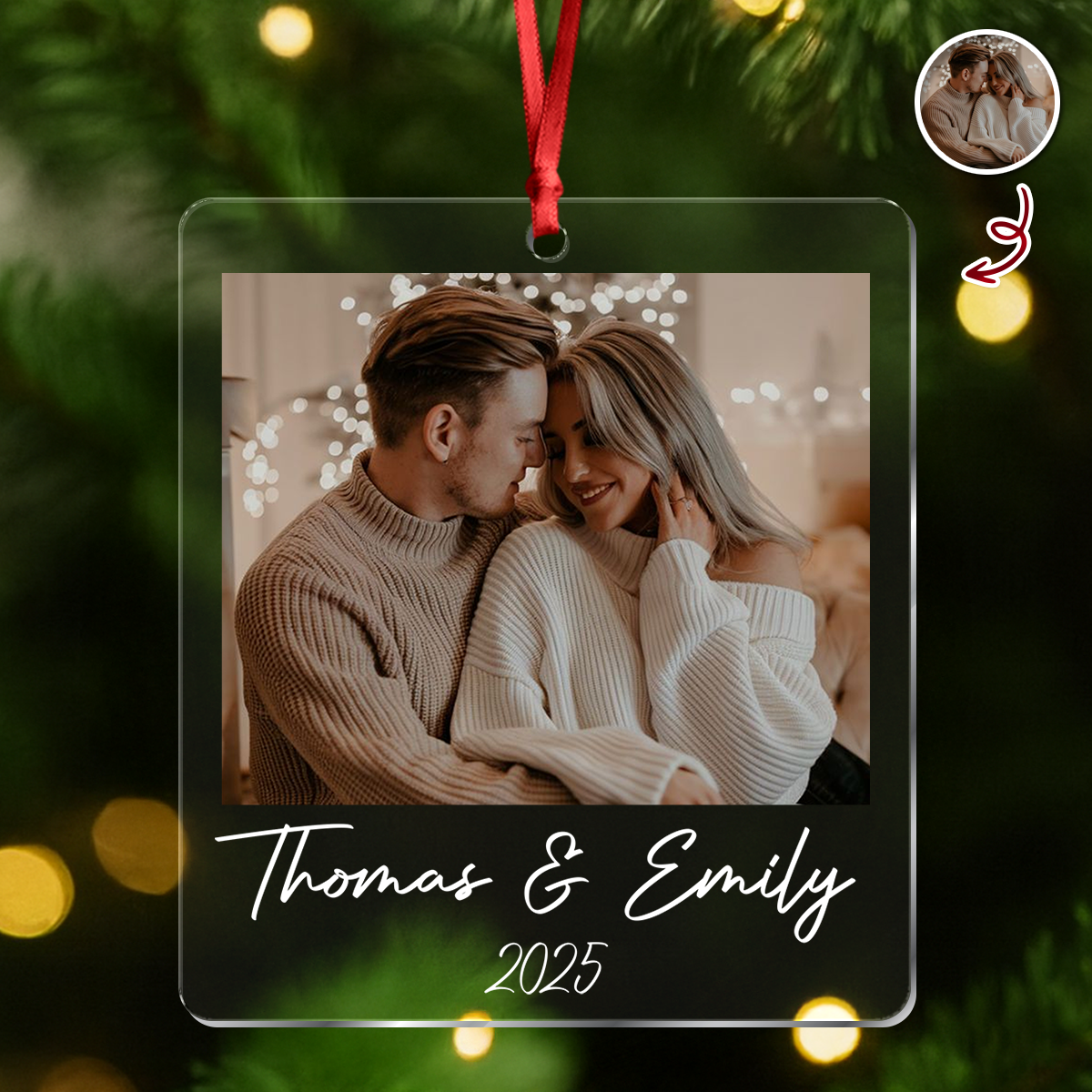 Custom Photo Acrylic Ornament Christmas Gift For Couple LM32 895767