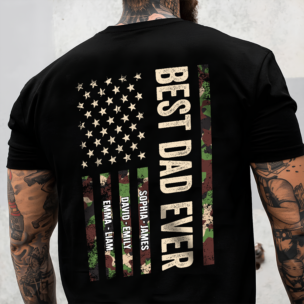 Personalized Best Dad Ever With US American Flag Back Shirt TH10 169721