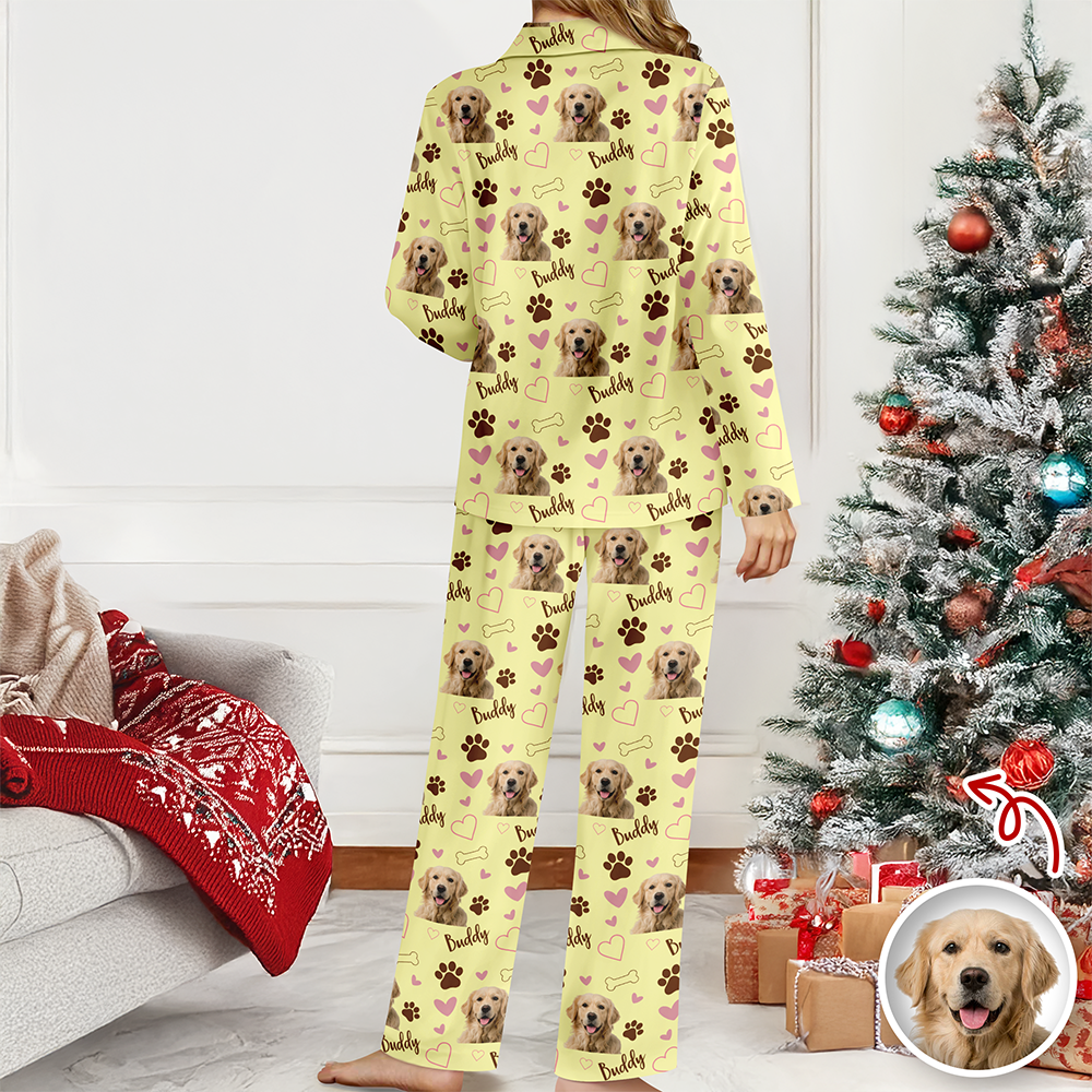 Custom Cute Dog Face Lovely Pattern Christmas Pajamas For Dog Lovers LM32 895725