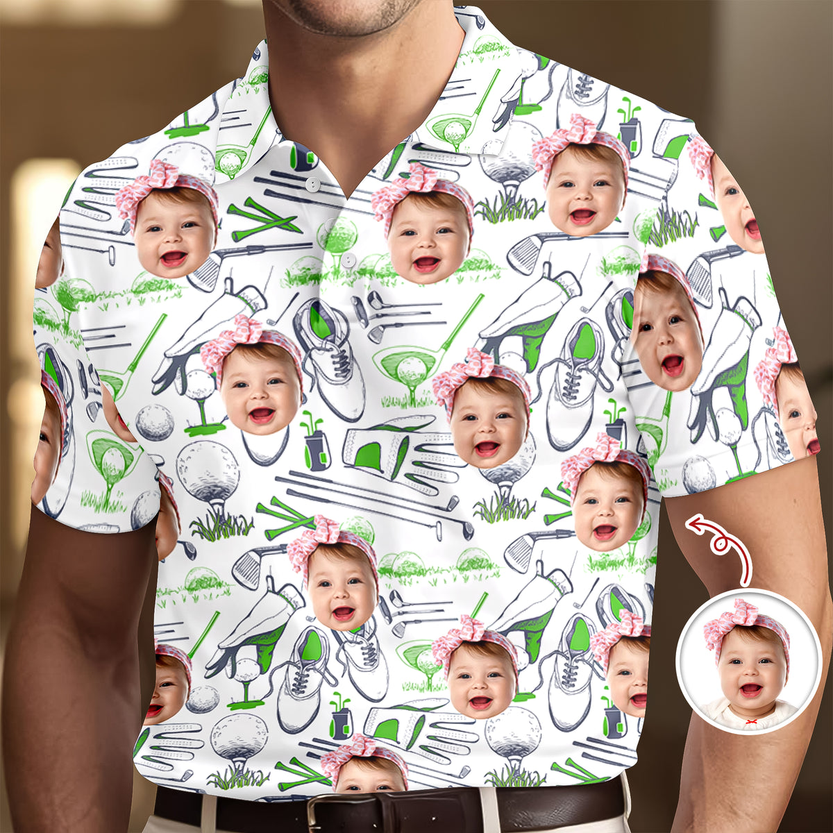 Custom Photo Golf Pattern Polo Shirt - Personalized Gift for Golfer, Golf Lovers HA75 898584