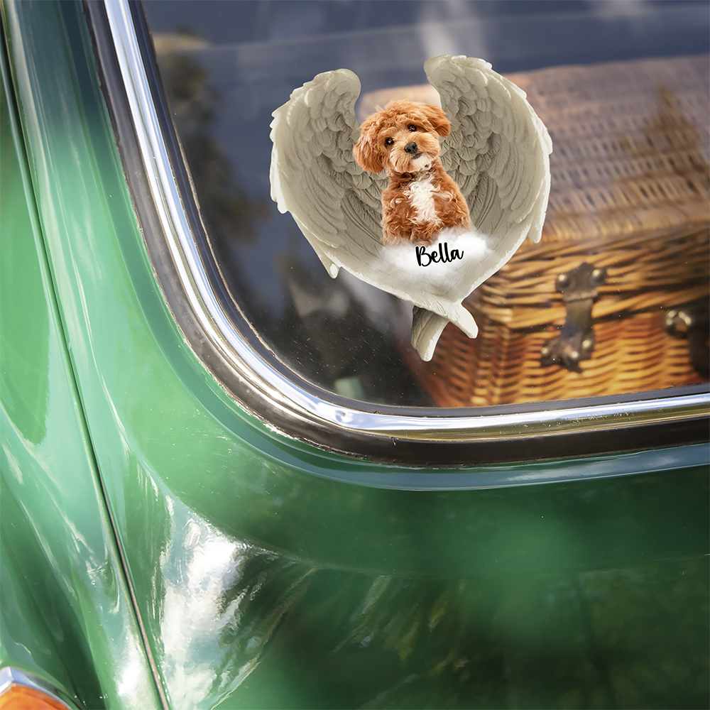 Custom Photo Pet Within Angel Wings Memorial Dog Cat Car Sticker HO82 900988
