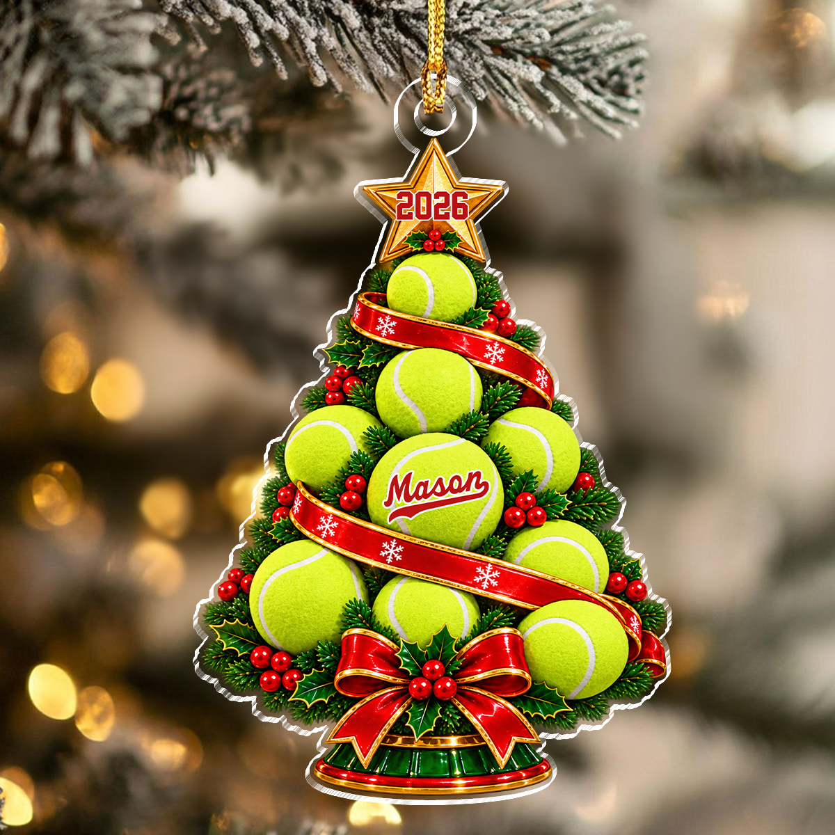 Personalized Sports Ball Tree Acrylic Ornament , Football Basketball Volleyball Tennis Softball Christmas Keepsake Gift HA75 919496