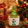 Custom Name Initial Letter Christmas Monogrammed Mini Ceramic Pot with Glass Christmas Tree HO82 903560