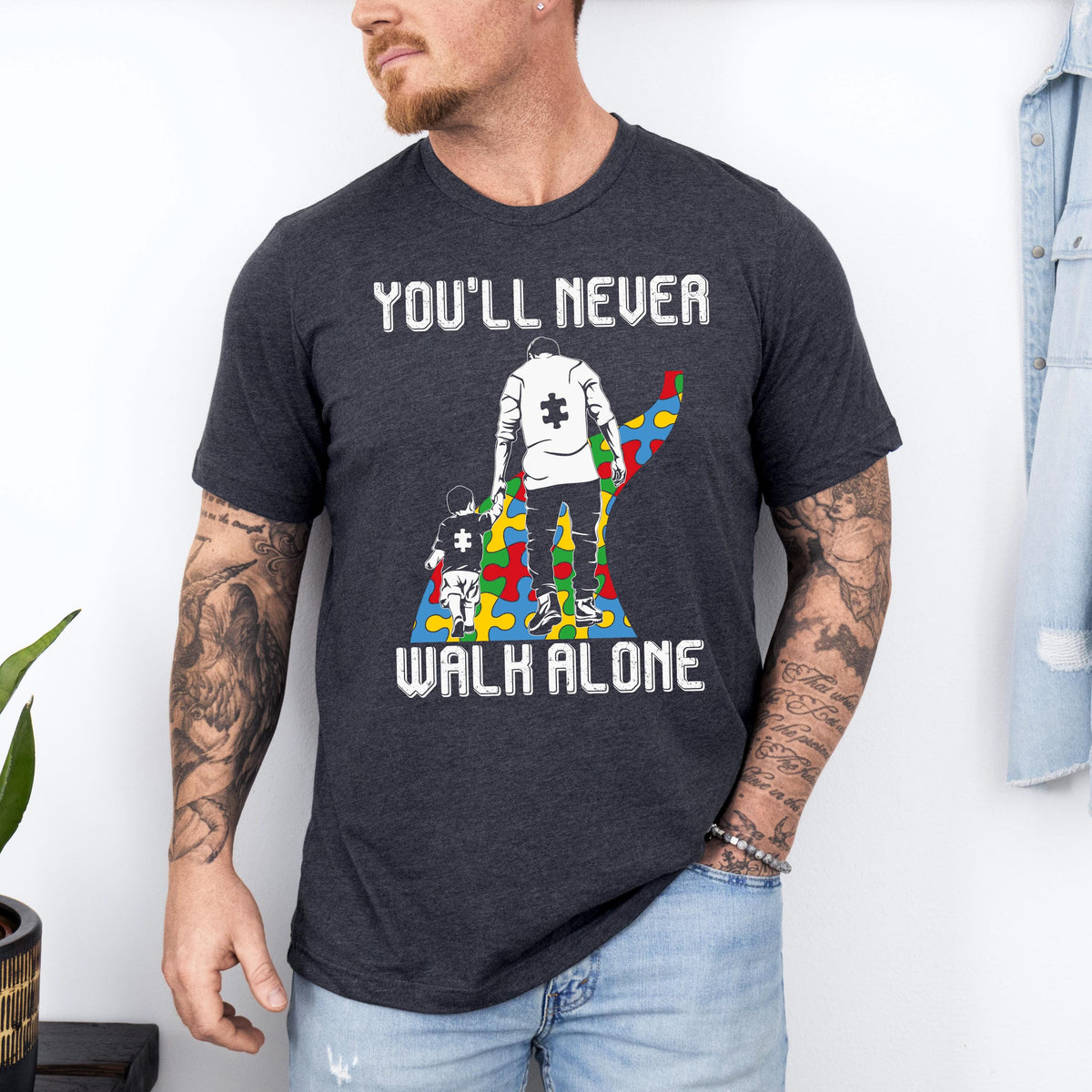 You'll Never Walk Alone Autism Awareness Puzzle Dark Shirt - Autism Mom, Autism Dad LM32 899387