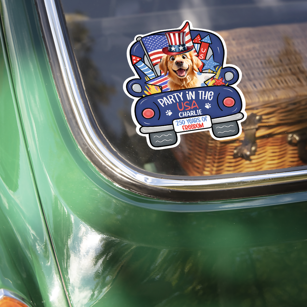 Personalized Pawty In The USA 250 Years Of Freedom Car Window Decal Sticker TH10 169435
