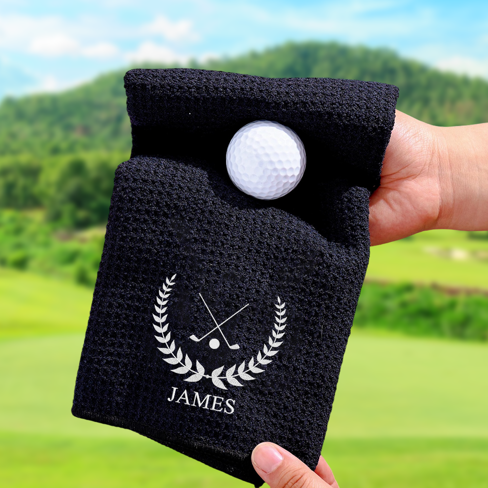 Personalised Embroidered Quick Dry Microfiber Waffle Golf Towel with Monogram and Carabiner Clip Golf Accessory Birthday Gift for Golf Lovers HO82 900774