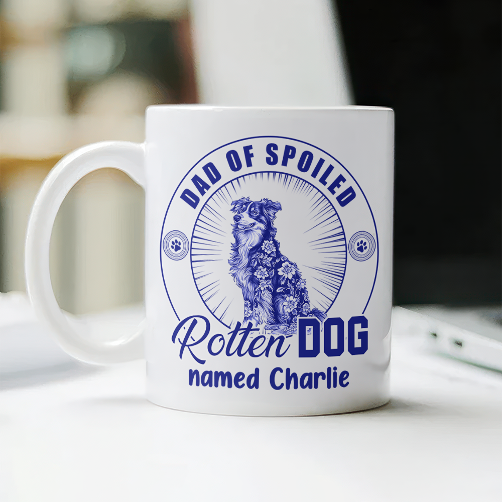 Personalized Spoiled Rotten Dog Toile De Jouy White Mug LM32 895079