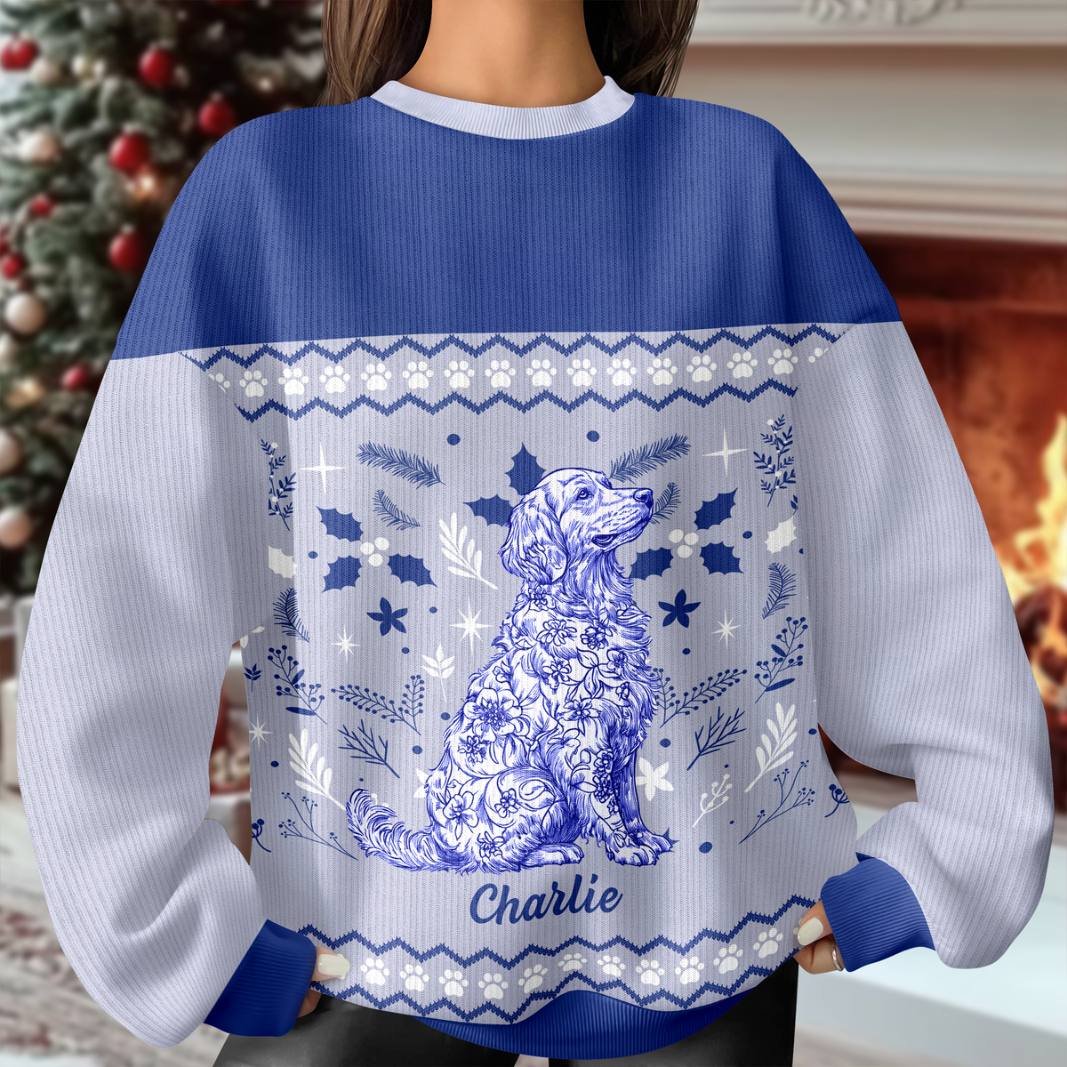 Personalized Chinoiserie Toile De Jouy Dog Ugly Sweater TH10 896041